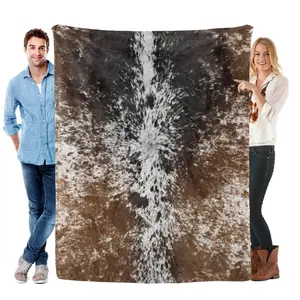 Funny Valentine's Gift Cow Print Flannel Throw Blanket | Soft, Lightweight & Cozy Western Cowhide Pattern Blanket for Couch, Chair, Bed, Sofa, Office | All Seasons Living Room Decor, Printed One Side, Perfect New Year, Birthday & Valentine's Gift