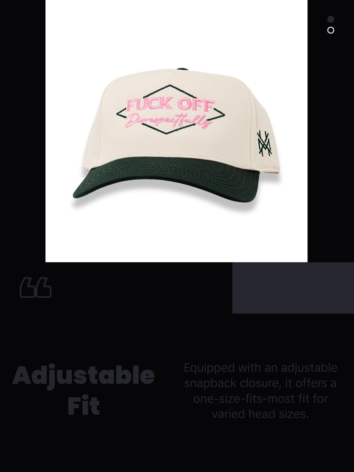F Off Disrespectfully MadHatter's Embroidered  Snapback Adjustable (Up To A Size 8 Head) Premium Trucker Hat