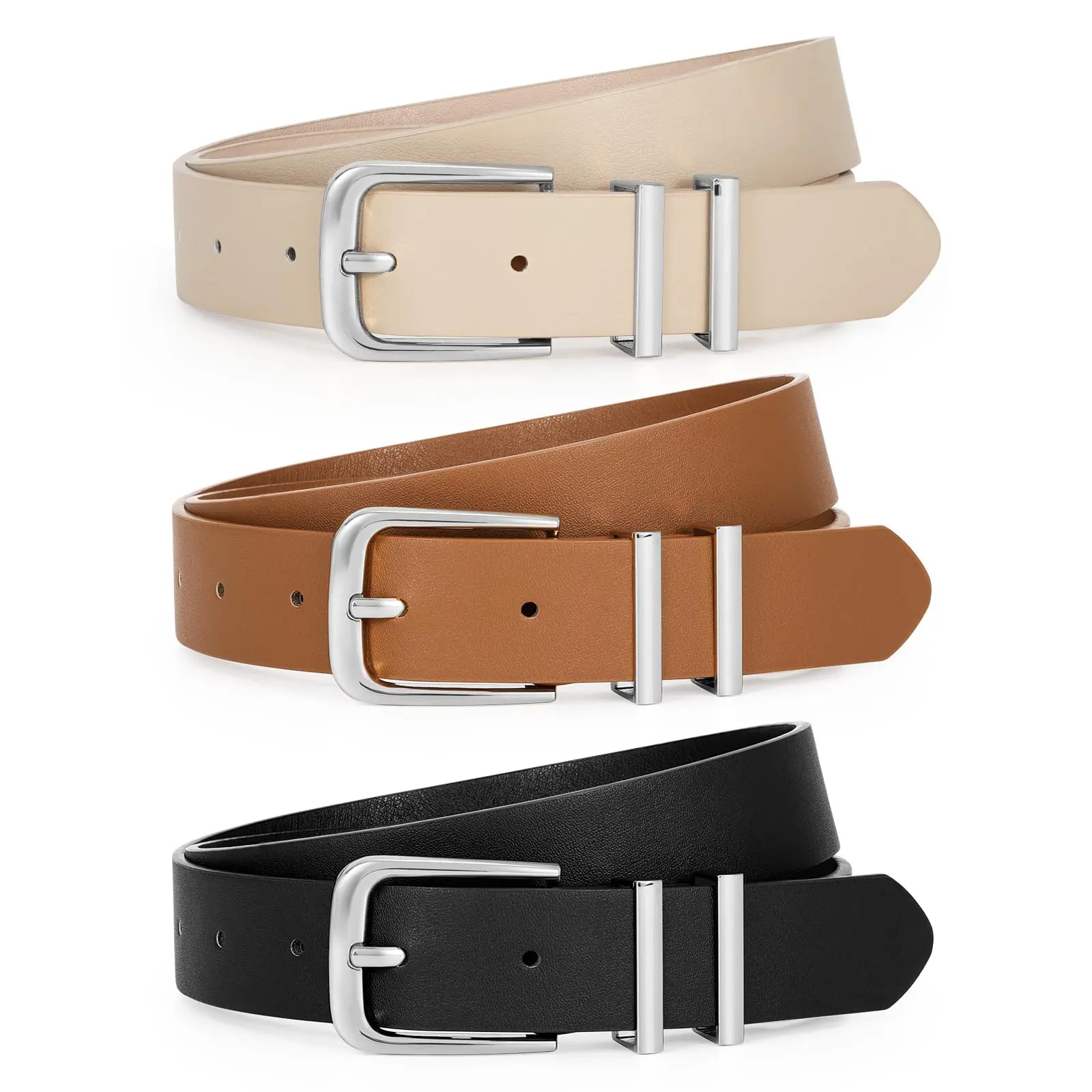 C-Sliver Buckle Black+brown+beige