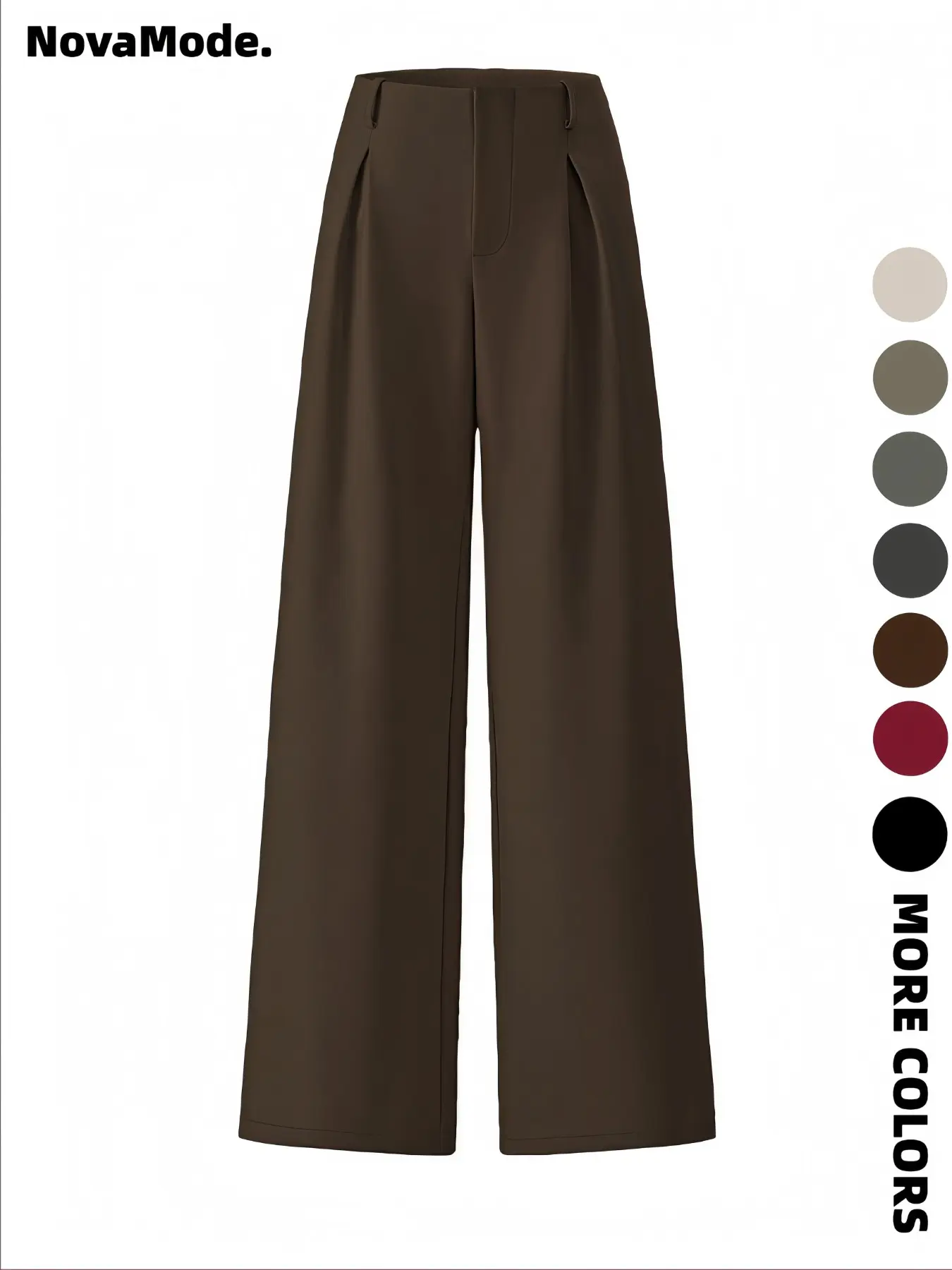 Women's Solid Color Plicated Pocket High Waist Wide Leg Minimalist Pants, Elegant Zipper Fly All Seasons Trousers for Work Office Business, Ladies Spring & Fall Clothes, Business Casual Bottoms, Bottom, Basic, Womenswear