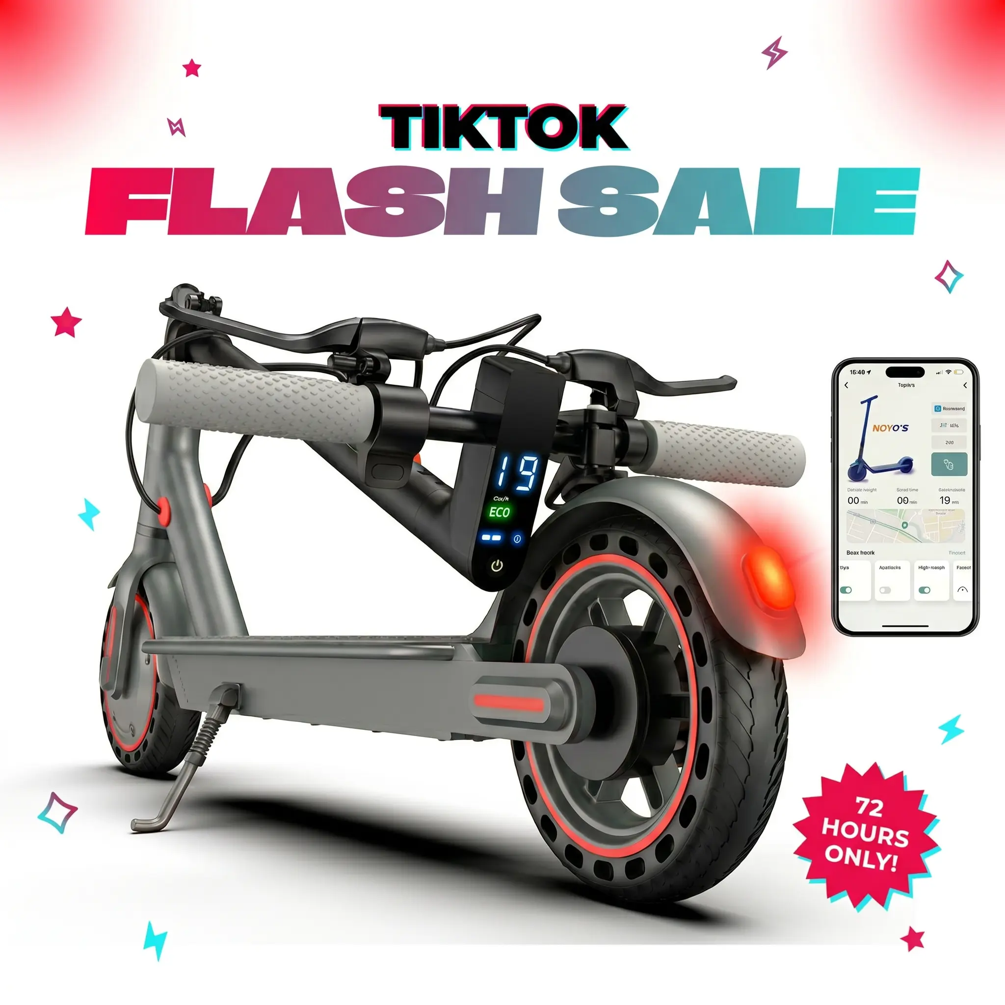 Unisex Foldable Motorized Electric Scooter for Adults, Portable Ride-On School Commuter Scooter, 350W Motor, 19 MPH, 8.5" Solid Tires with Solid Tire Grip, Smart App Control, Dual Braking System, Motorized Scooters
