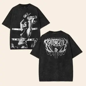 Rhea Ripley WWE Washed  Unisex Cotton Graphic Tee – Vintage Wrestling Graphic T-Shirts for Streetwear Fans Menswear wash unisex classic gift top Fabric Seamless casual shirt wwe fan