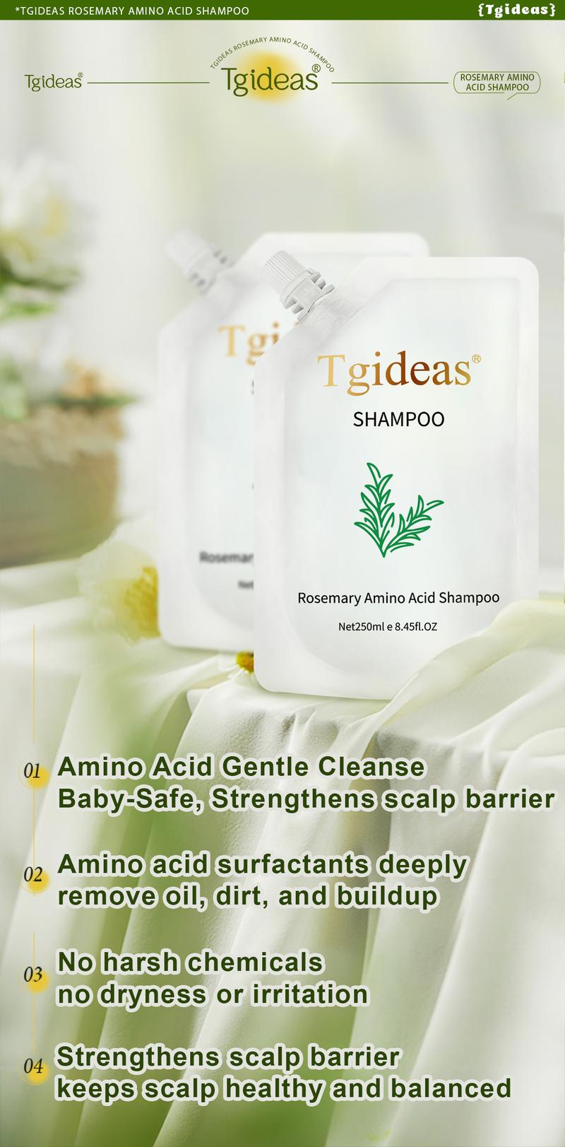 【Buy 1 Get 1 Free】Tgideas Anti-Hair Fall Hair Loss Treatment Shampoo Oil Control Anti Dandruff Haircare Rosemary Zinc PCA Help Hair Growth Amino Acid Hydrolyzed Protein Repair Reduce Hair Loss Scalp Cleanser Conditioner 250ML Gentle Smoother