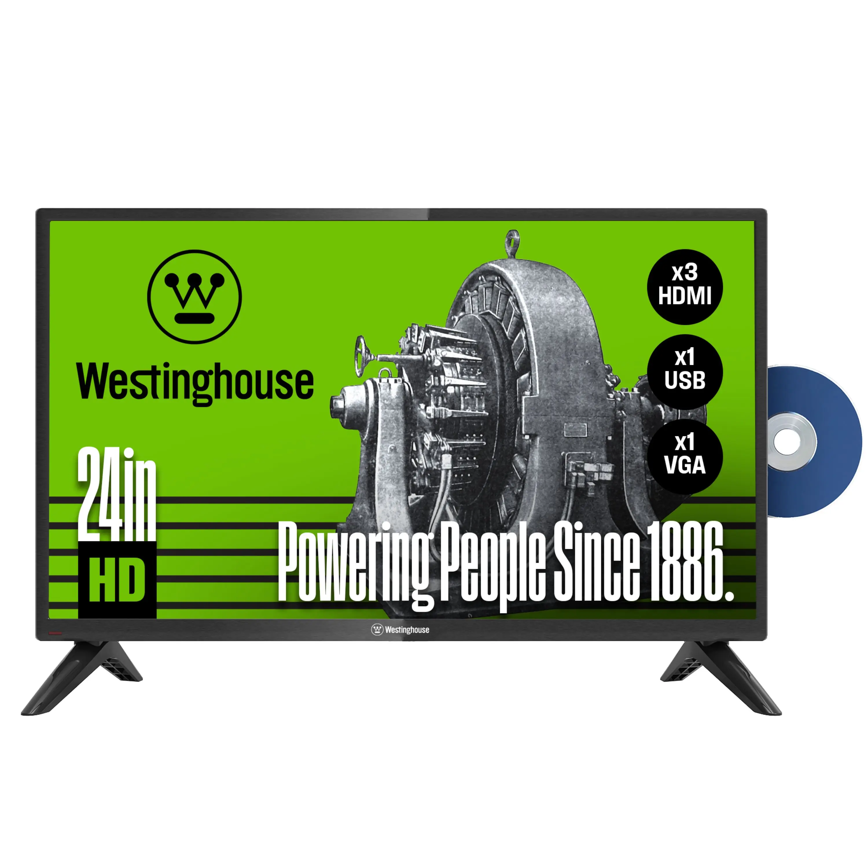 Westinghouse 24-Inch HD LED Non-Smart TV with Built-In DVD Player, Compact Flat Screen Combo for RV Camper, Compatible with Fire Stick, Roku, Apple TV (2026 Model)