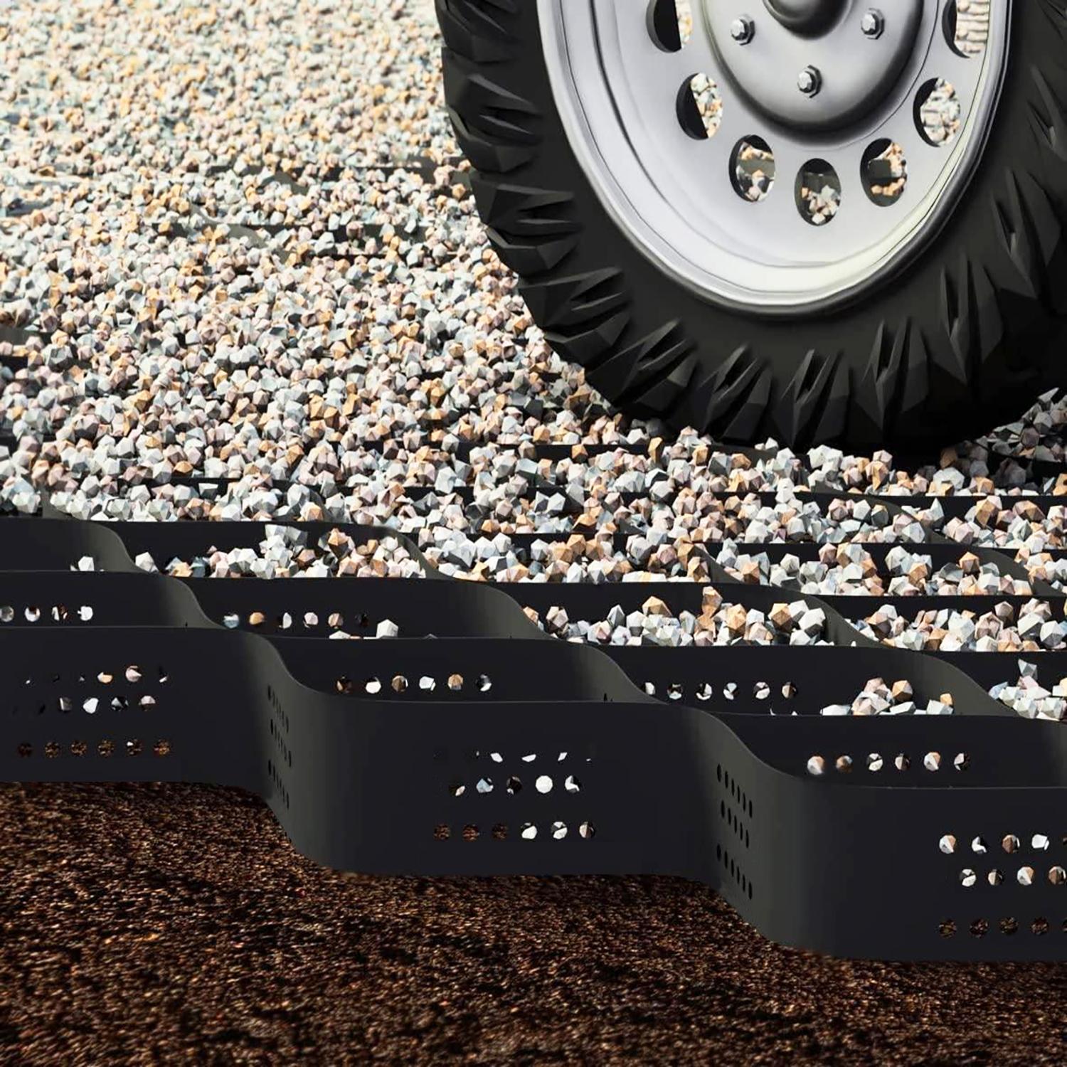 SUNNYGLADE 3" Thick Ground Grid 33 x 6.5 FT Gravel Retainer 1880 LBS Per Sq ft HDPE Material Anti-slip & Anti-deformation for DIY Patio Walkway Driveway Stabilization