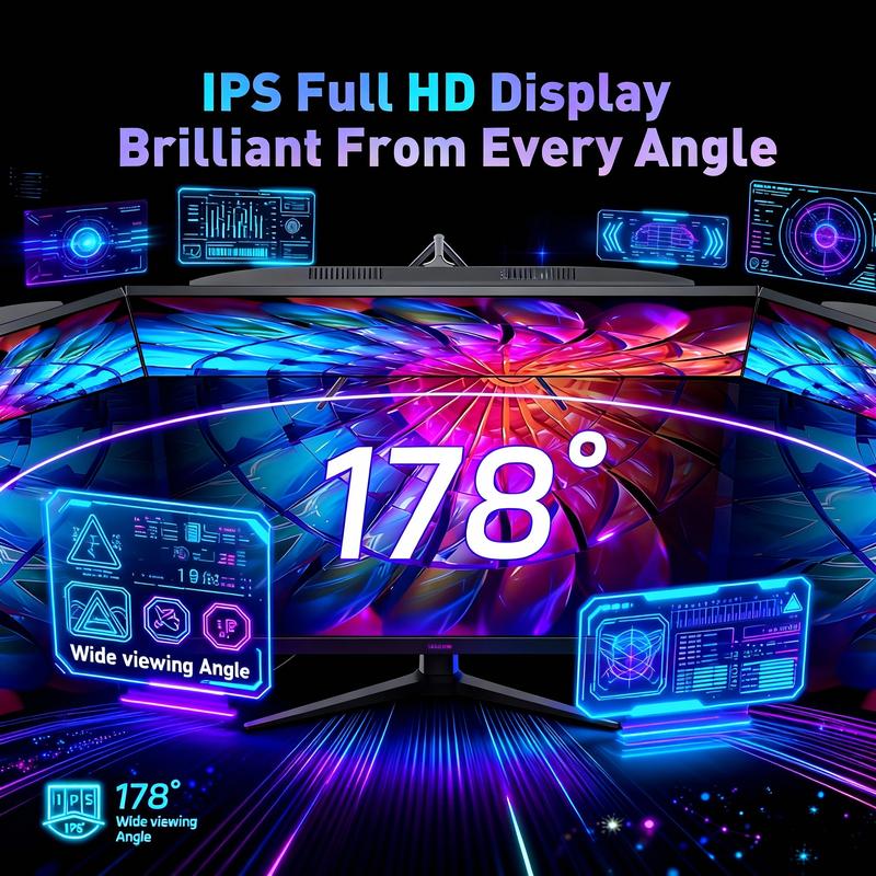 24" 180Hz Gaming Monitor – FHD 1080P IPS Display,1ms Response,AMD FreeSync,Built-in Speakers,100% sRGB,VESA,Borderless Design for Multi-Monitor Setup