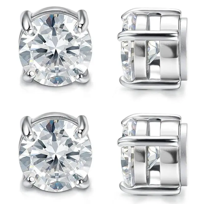 Stainless Steel Magnetic Stud Earrings for Men Women Non-piercing CZ 6-8MM Cubic Zirconia Alloy Steel Earring Design