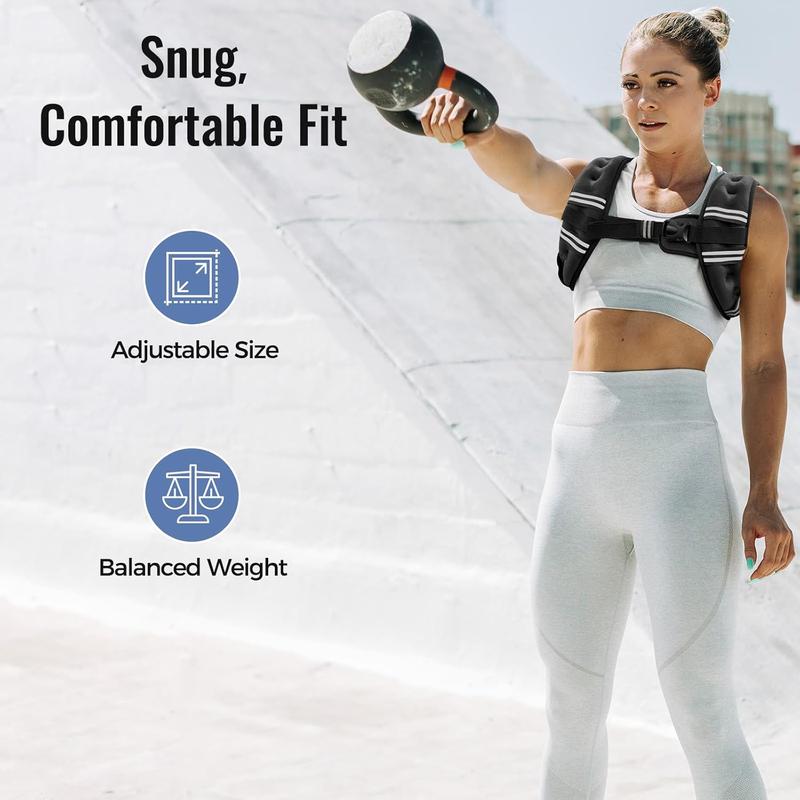 Weight vest, 8 pounds/10 pounds/12 pounds/18 pounds, Weighted Vest for Women & Men with Reflective Stripe and Adjustable Buckle, Comfortable & Durable Rucking Vest for Walking, Running & Strength Training