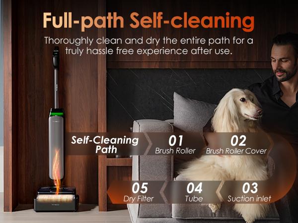 Tineco Floor One S9 Artist Steam Wet Dry Vacuum Cleaner, High-temp Steam Cleaning, 22kPa Suction, 360° SmoothDrive, Anti-Tangle Design, 185°F Flashdry, Long Runtime, 180° Lay-Flat