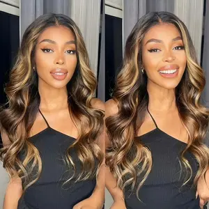 [Exclusive Deal] OQ HAIR Highlight Brown Body Wave Wigs 7x5 Pre Cut Lace Glueless Wig 4/27 Ombre Human Hair Wigs Pre Plucked Hairline for Women Pre Colored Wigs