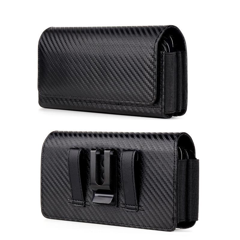 Dual Phone Holster pouch PU Leather Belt Clip Card Slot Magnet Man Waist Bag Carrying Perfect For Outdoor Daily Use