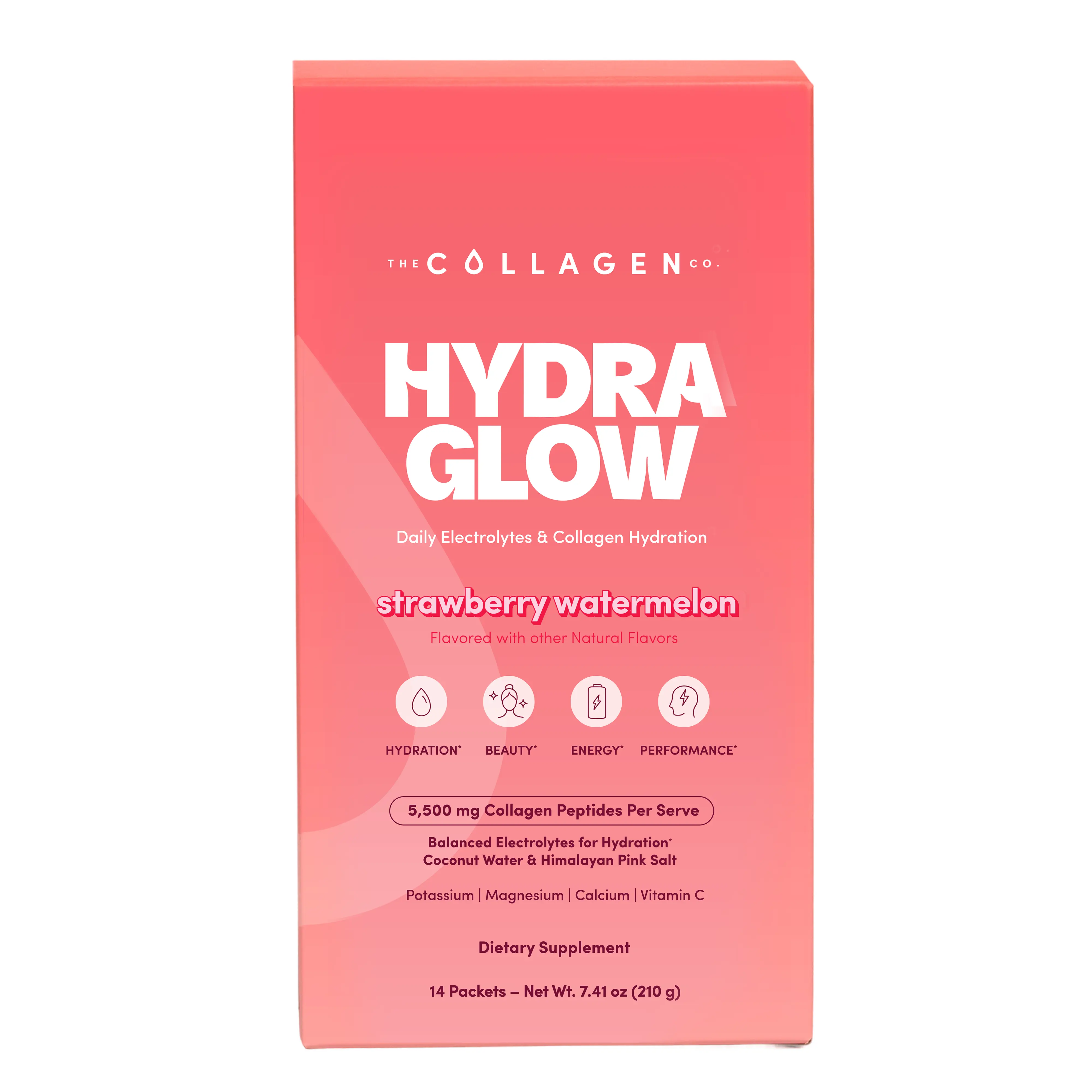 The Collagen Co. Hydraglow - Electrolyte Drink with Hydrolyzed Collagen Peptides, Himalayan Pink Sales, Aquamin F, Coconut Water and Vitamin C + Hyaluronic Acid