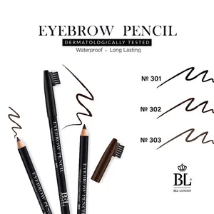 BEL London Waterproof Eyebrow Pencil – 3 Shades, Long-Lasting, Smudge-Proof, Natural Finish with Built-In Brush