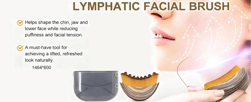 Face Lymphatic Contour Brush for Jawline & Chin Sculpting Dry Brushing Massager for Lymphatic Drainage