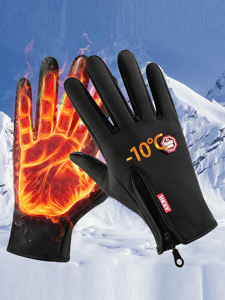 Winter Touch Screen Gloves Adjustable Zipper Windproof Waterproof Warm Short Gloves for Outdoor Hiking Fishing Running Unisex Sports