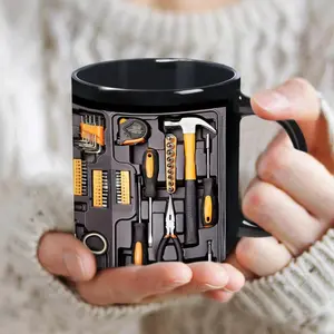 (Sale up to 55% + Freeship) Mechanic Toolbox Set Pattern Coffee Mug, 1 Count 11oz Creative Coffee Mug, Ceramic Water Cup, Gift Ideas for Birthday, Party, Holiday, Valentine's Day Gift