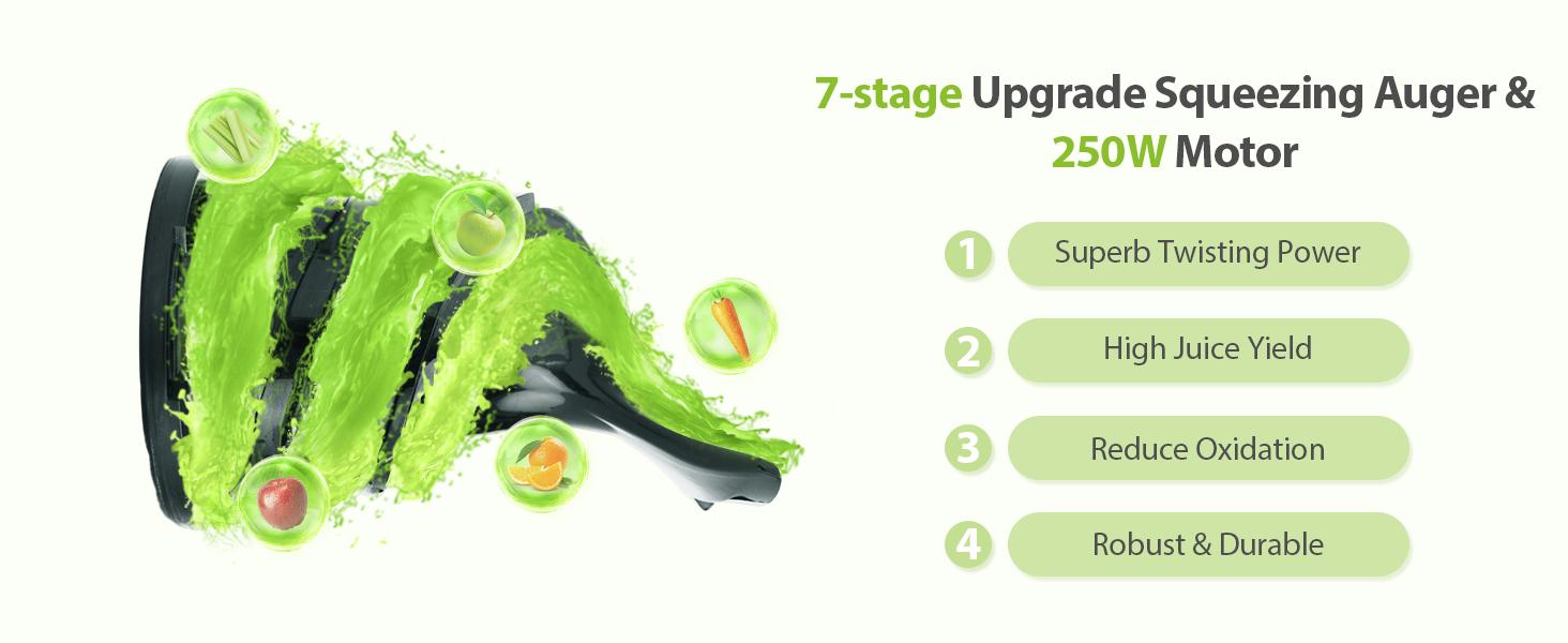 Aeitto Max5 Juicer, Cold Press Juicer with 5.8" Large Feed Chute,1.7L Large Capacity, 250W Whole Masticating Juicers for Vegetable and Fruit, High Juice Yield, Easy to Clean with Brush, Ice Fruit, BPA-Free, Smart recipes App