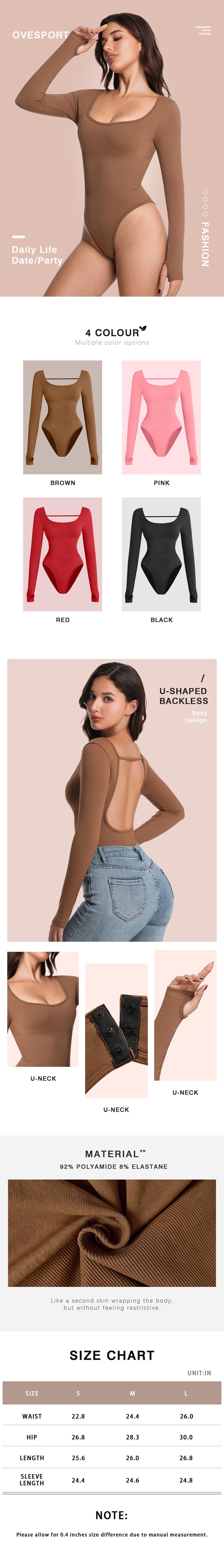 Women's bodysuit long-sleeved backless bodysuit women's top square neck T-shirt women's fashionable bodysuit outerwear mature and sexy style Women's bodysuit long-sleeved backless bodysuit women's top square neck T-shirt women's fashionable bodysuit outerwear mature and sexy style