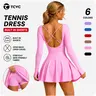 TCVC Women's Cross Back Sports Dress, Long Sleeve Square Neck | Tennis, Yoga & Outdoor Activities | Skin-Friendly & Figure Flattering Womenswear