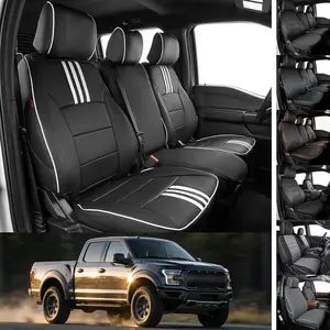 EKR Custom Fit Ford F-150 Car Seat Covers (Fits 2015-2026 XL XLT Lariat F250 F350 Super Duty) Full Leather Black Waterproof Stain-Resistant Easy Install All-Season Car Seat Protection Interior Upgrade 2-Year Warranty