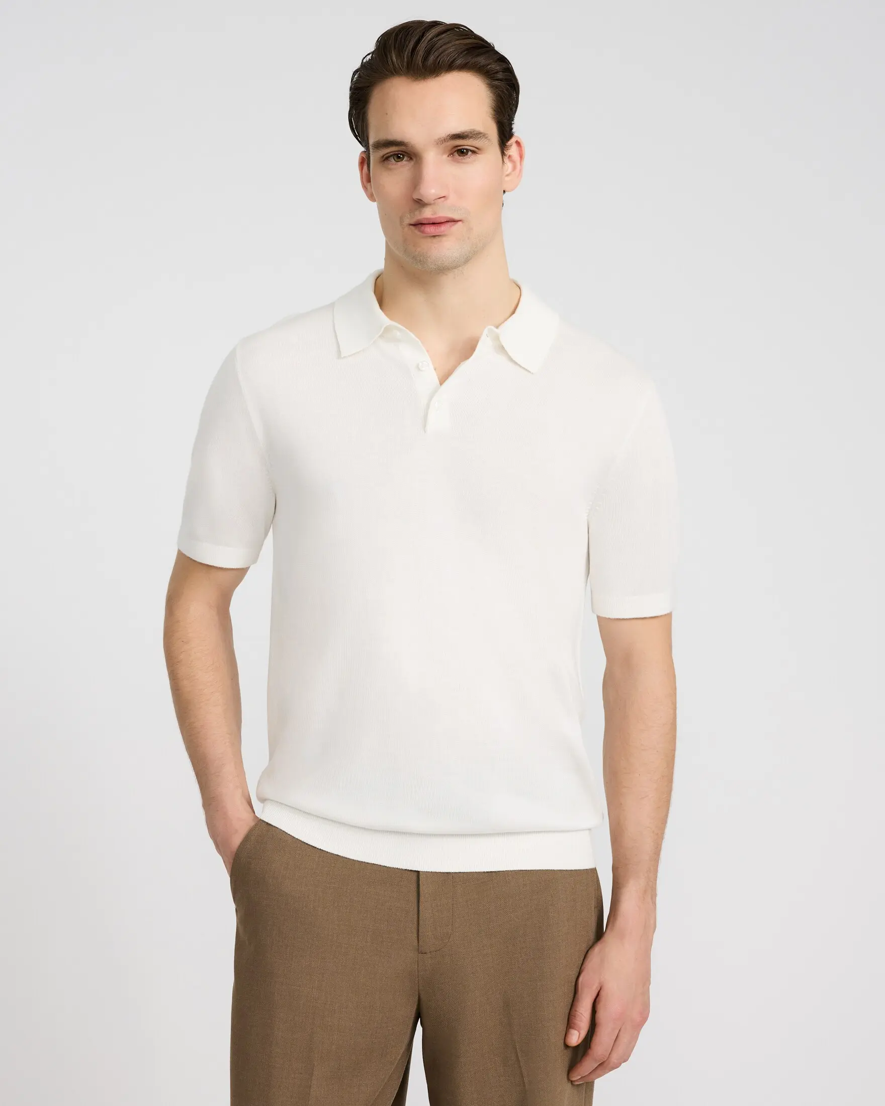 Express Jersey Short Sleeve Sweater Polo, Rayon, Plain, Lightweight, 3 Button Placket