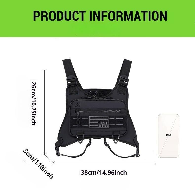Chest Bag For Men and Women Water Resistant Running Vest Tactical Chest Bag Pack for Sports Outdoor Chest Running Training Bag Backpack with American Flag Patch