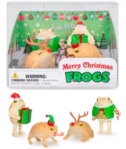 4pk Funny Christmas Holiday Frogs Figurines 🐸🎅 Hilarious Gag  – Archie McPhee