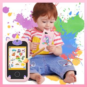 Dumb Phone for Kids, HD Touchscreen Dual Camera Phone for Kids, Educational Preschool Learning Toy, Back to School Gifts and Birthday for Boys Girls 3-9, MP3 Music Player, Games, with 8GB Memory Card