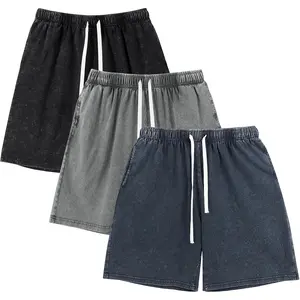 Yimoon Men Sweat Shorts Cotton Athletic Shorts Vintage Acid Wash Elastic Waist Drawstring Workout Shorts with Pockets