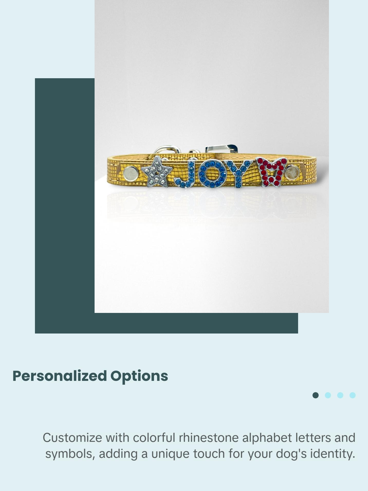 ALPHABET Shine Personalized Handmade PU Leather Dog Collar