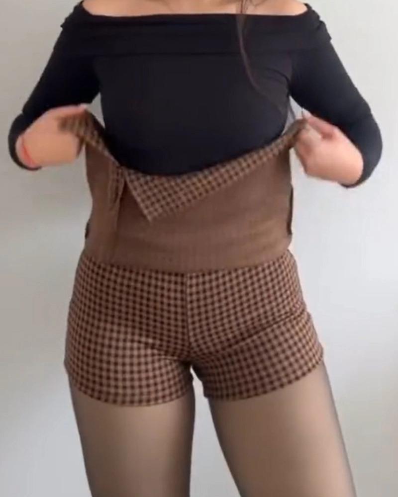 Curvy-faja Elegant Slit Shorts Skirt Women's Bottom Cute Elastic Flat Outdoor Style Suede with Front Split & Comfortable Performance Lined Short Perfect for Various Activities Neutral Tone Elastic Fabric Easy Wear Care