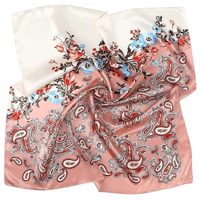 3-piece suit 35 Inches Large Printed Silk Like Texture Square Head Scarf Neck Scarves for Women Hair Kerchief Bandanas Scarf Sleeping Head Wraps Hair Band Headscarf Female Hair Accessories