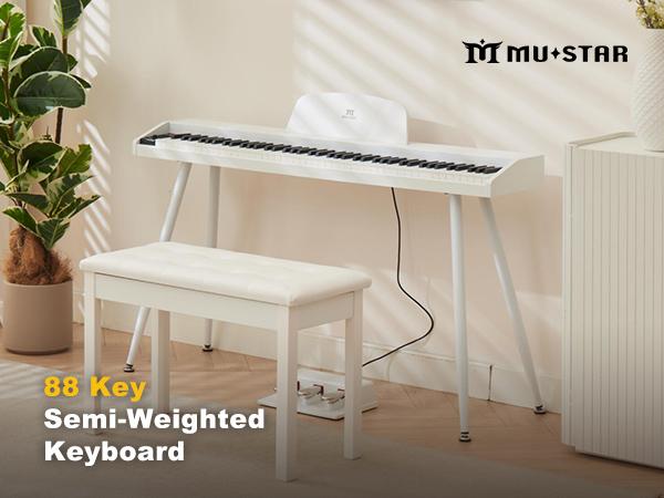 88 Key Piano Keyboard with Piano Bench Semi Weighted Keys Portable Electric Piano 3 Pedals Built-in Speakers USB MIDI Storage Stool 88 Key Piano Keyboard with Piano Bench Semi Weighted Keys Portable Electric Piano 3 Pedals Built-in Speakers USB MIDI Storage Stool