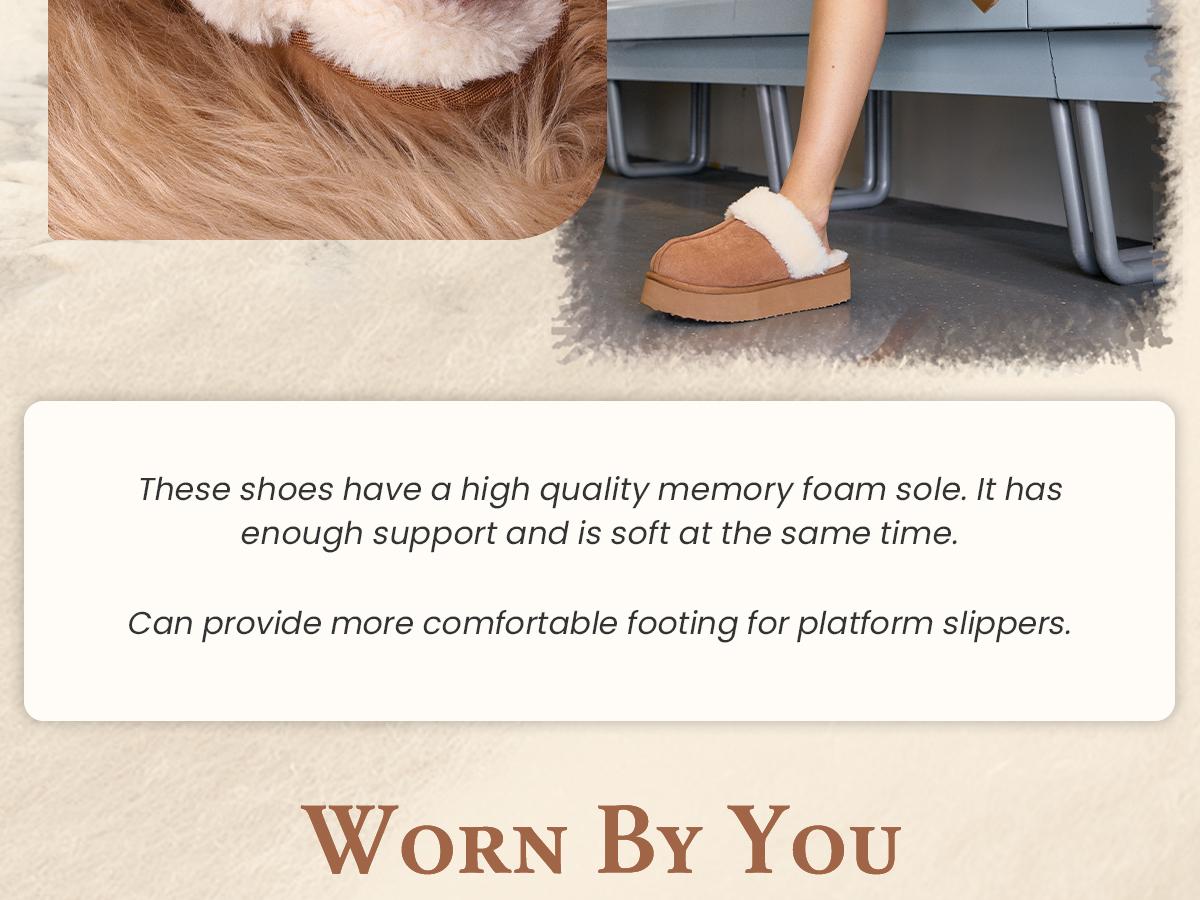 OOW Fuzzy Platform Slippers for Women - Women's Casual Winter House Slippers - Brown, Faux Fur & Shearling Blend - Women's Size OOW Fuzzy Platform Slippers for Women - Women's Casual Winter House Slippers - Brown, Faux Fur & Shearling Blend - Women's Size