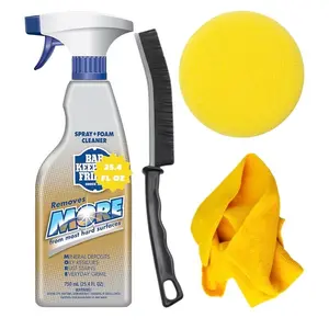 Bar Keepers Friend 1PACK BUNDLE MORE Spray Foam Cleaner (750ml) with Sponge, Microfiber Cloth & Crevice Cleaning Brush