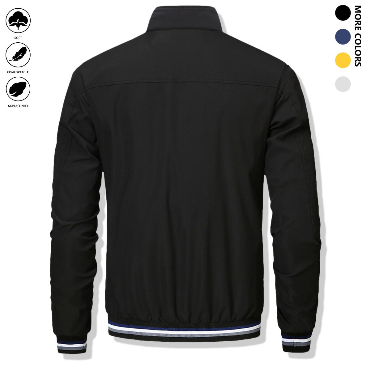 Men's casual pilot jacket, stylish fully-matched fashion zipper crew-neck polyester 100% long-sleeved non-stretch woven coat