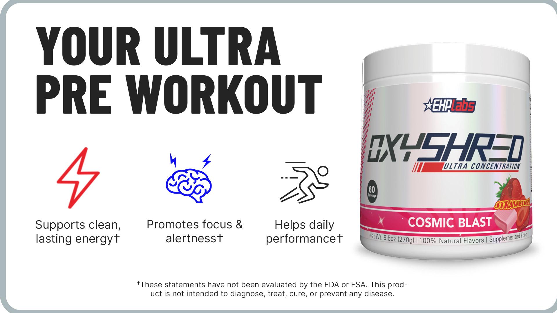 EHPlabs OxyShred 33 Serve Pre Workout and Creatine Monohydrate Stack | Performance and Strength Support Stack | Pre Workout Powder with Pure Creatine to Support Energy Production, Power Output and Training Performance
