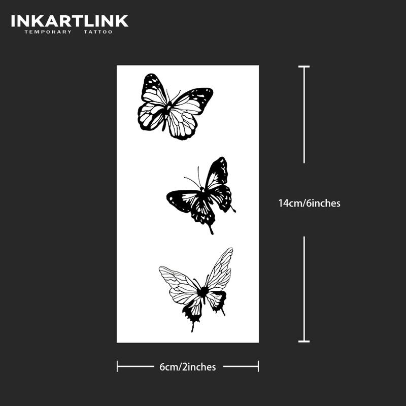 INKARTLINK Tattoo Tech, 2 Sheets Semi-Permanent Temporary Tattoos,Butterfly Series , Adult Art Design,Lasts 1-2 Weeks, Waterproof, Realistic Look, No Adhesive, No Reflection,For Man And Woman,Ideal for Swimming, Party