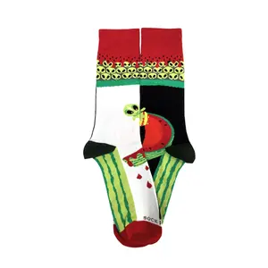 Skater Alien on a Half Pike Watermelon Socks (Adult Large - Men's Shoe Sizes 8-12)