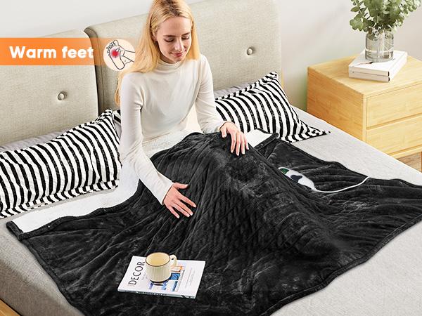 Greenoak Heated Blanket Electric Throw 50"X60", Heating Blanket with 10 Heat Levels 8 Hours Auto-Off,Fleece Soft Christmas Blanket,Gifts for Grandma Seniors Mom