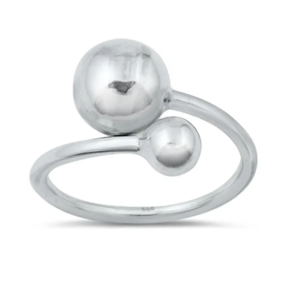 Double Ball Wrap Ring - 925 Sterling Silver