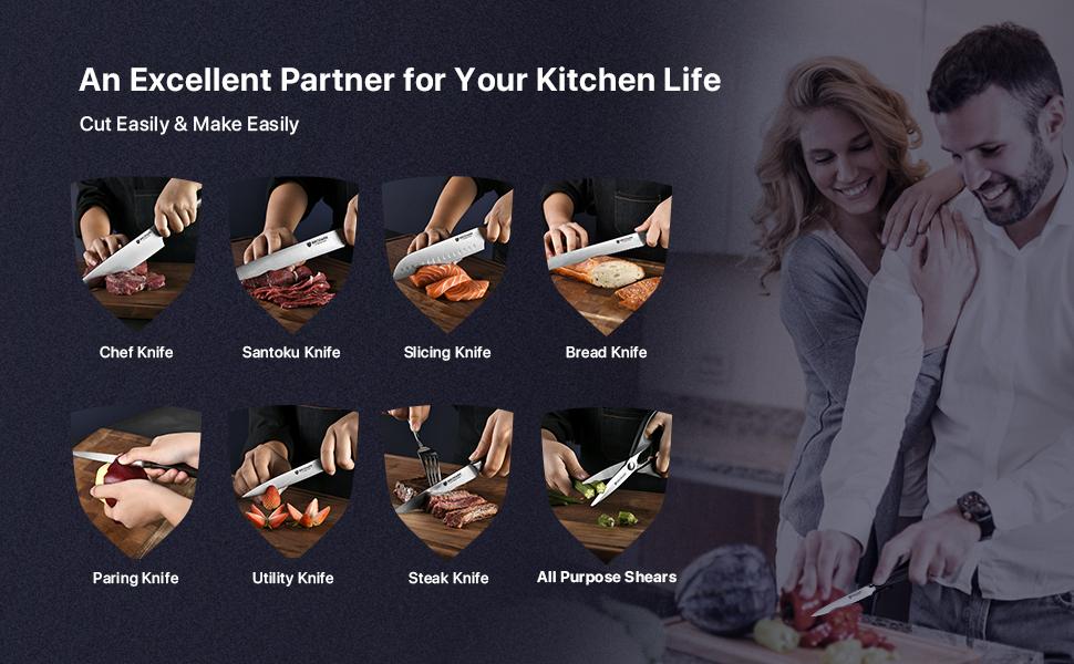 BRODARK 15PCS Full Tang Knife Set with Block wooden controller Food Grade German High Carbon Stainless Steel Professional Chef Knife Set with Sharpener Steak meat boning kitchen knives gifts for men Outdoorfun Utensils Kitchenware BRODARK 15PCS Full Tang Knife Set with Block wooden controller Food Grade German High Carbon Stainless Steel Professional Chef Knife Set with Sharpener Steak meat boning kitchen knives gifts for men Outdoorfun Utensils Kitchenware