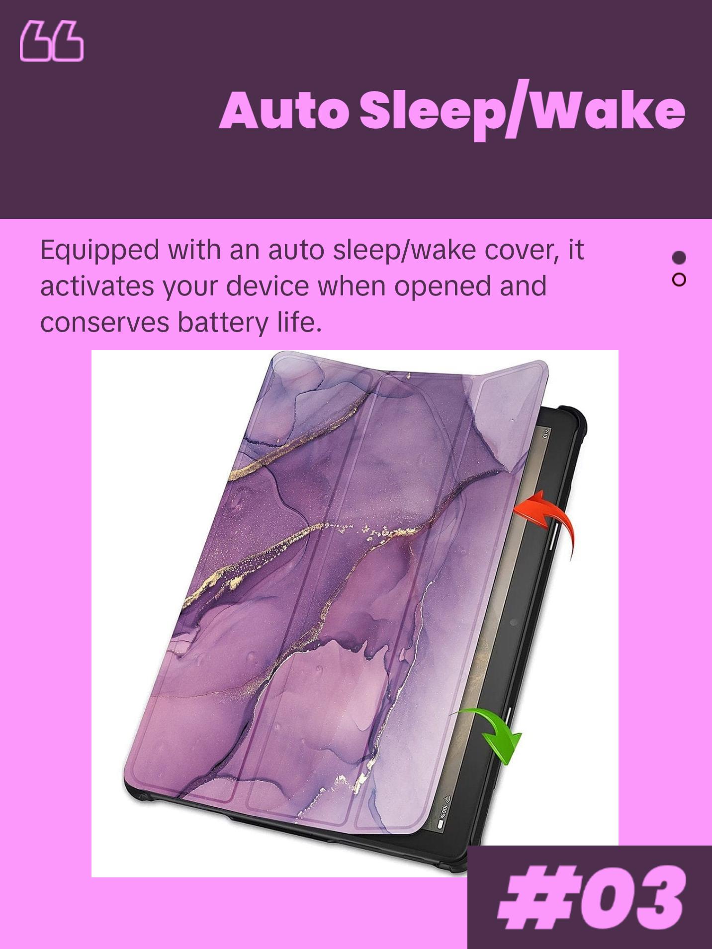 Inspire Series Tri-Fold Purple Marble Folio Case - Amazon Fire HD 10