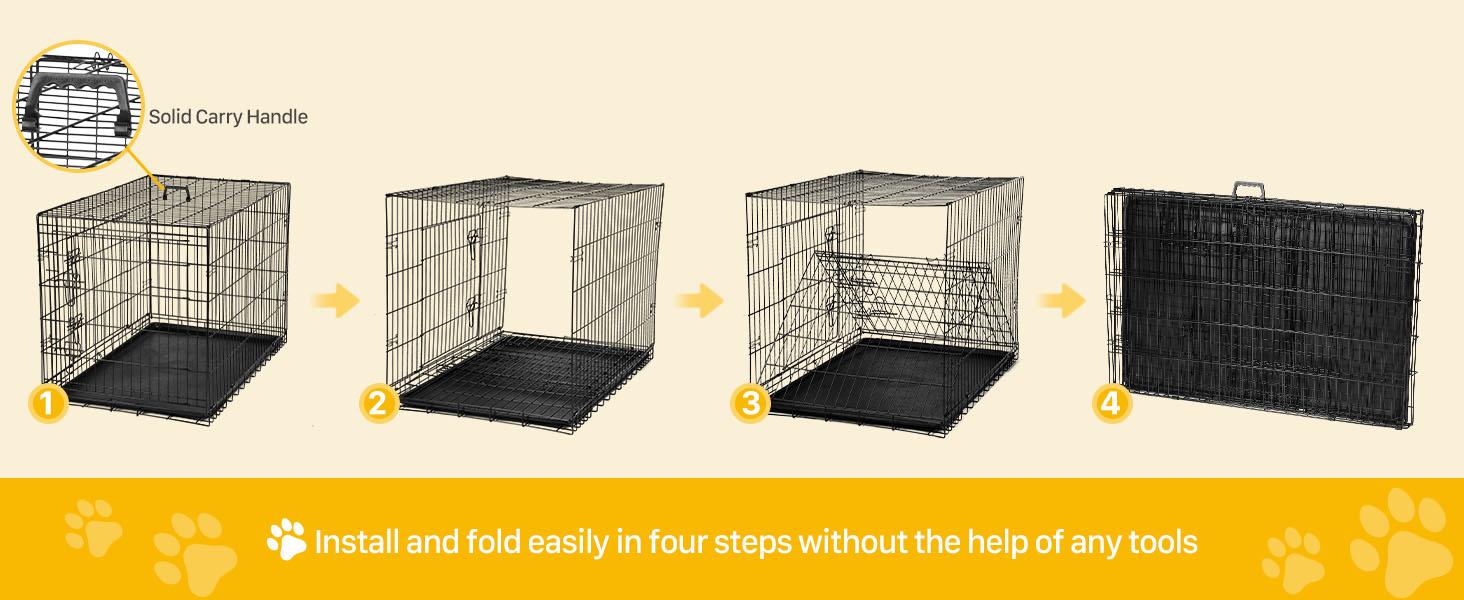 Large Dog Crate with Divider Panel, 24''/30''/36''/42''/48'' Double Door Folding Metal Wire Dog Cage with Plastic Leak-Proof Pan Tray, Pet Kennel for Indoor, Outdoor, Travel dogcrate training Large Dog Crate with Divider Panel, 24''/30''/36''/42''/48'' Double Door Folding Metal Wire Dog Cage with Plastic Leak-Proof Pan Tray, Pet Kennel for Indoor, Outdoor, Travel dogcrate training