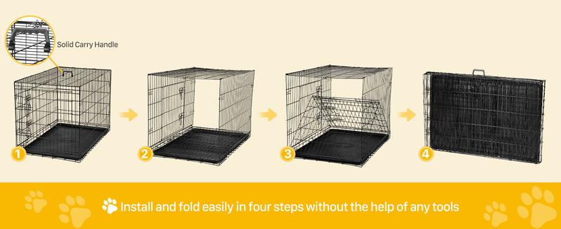 Large Dog Crate with Divider Panel, 24''/30''/36''/42''/48'' Double Door Folding Metal Wire Dog Cage with Plastic Leak-Proof Pan Tray, Pet Kennel for Indoor, Outdoor, Travel dogcrate training Large Dog Crate with Divider Panel, 24''/30''/36''/42''/48'' Double Door Folding Metal Wire Dog Cage with Plastic Leak-Proof Pan Tray, Pet Kennel for Indoor, Outdoor, Travel dogcrate training