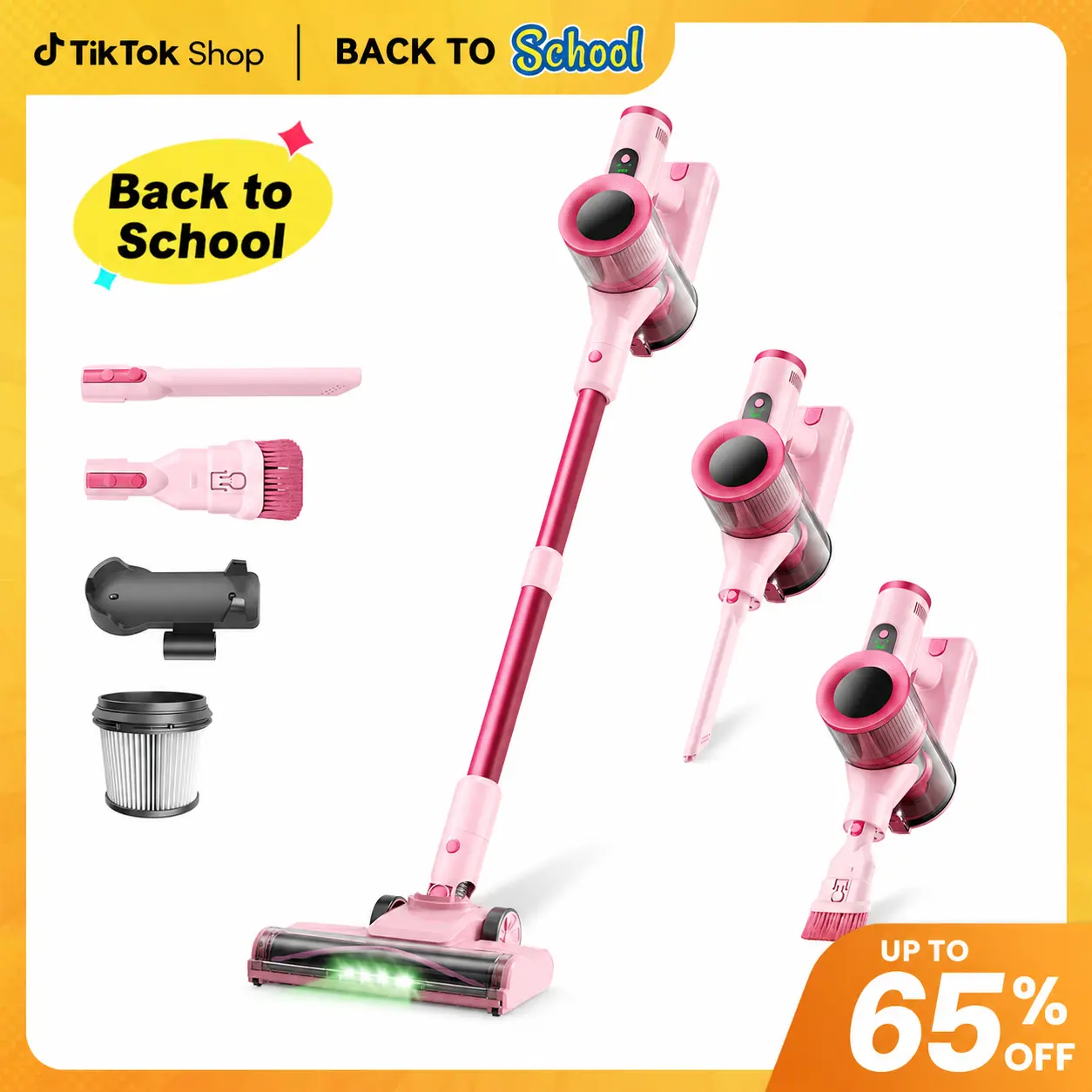 [Back to School] S2 Cordless Vacuum Cleaner, 350W Brushless Motor for Powerful Suction, 55-Min Runtime, 8-in-1 Self-Standing Stick SummerWins with Green LED, Anti-Tangle Rechargeable Vacuum for Floors, Carpets, Tiles, Pet Hair & Car, Cleaning Supplies, Ap