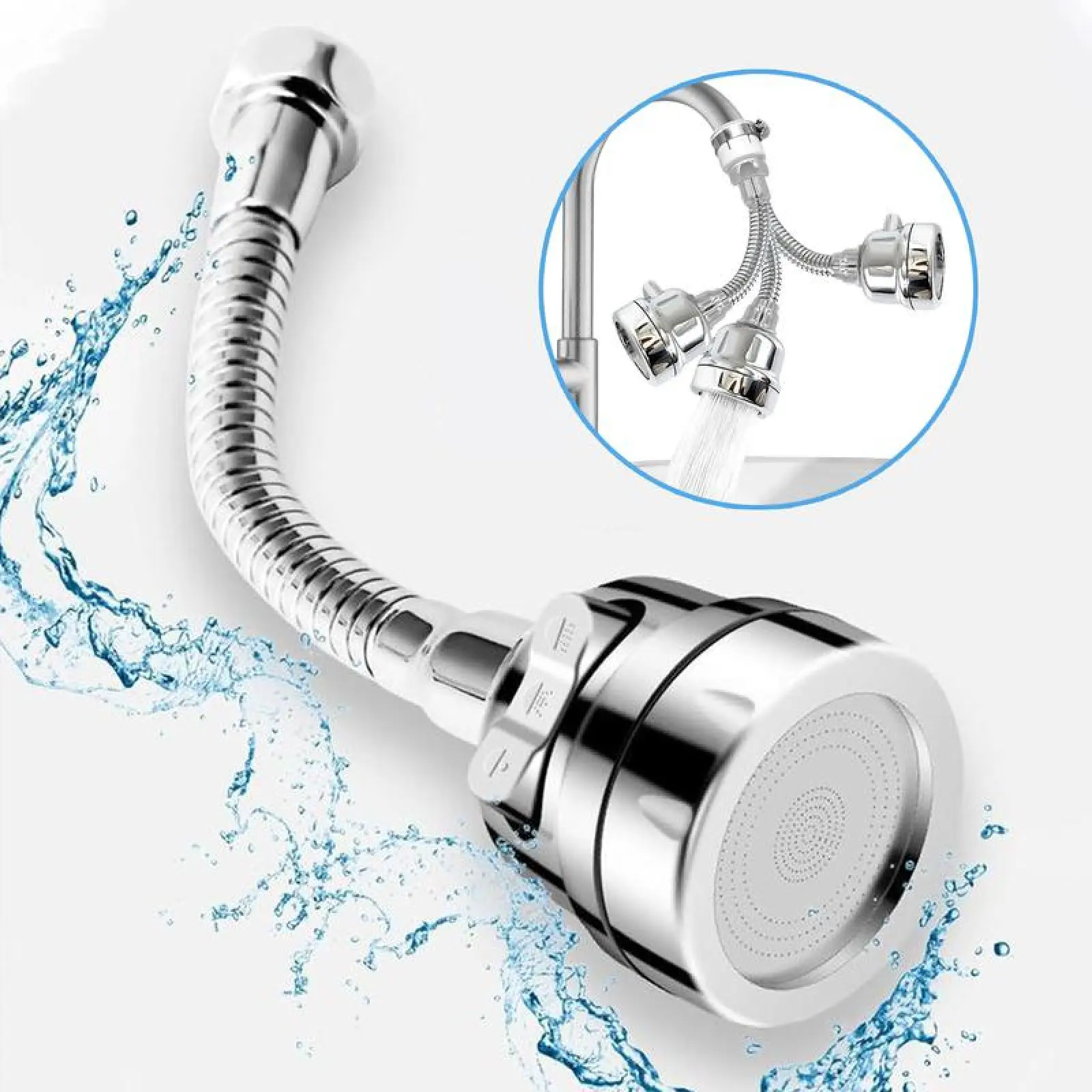 360°   Kitchen Faucet Sprayer Attachment Rotatable Anti-Splash Water Saving Tap Head with Universal Adapter Set Stainless Steel Extender for Sink Accessories Tools.