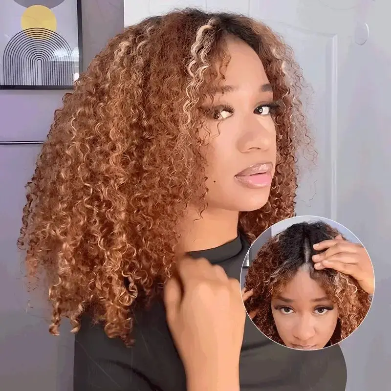QVR Kinky Curly V Part Wigs Human Hair Beginner Friendly No Leave Out Lace Front Afro HALF WIG TikTokShopBlackFriday