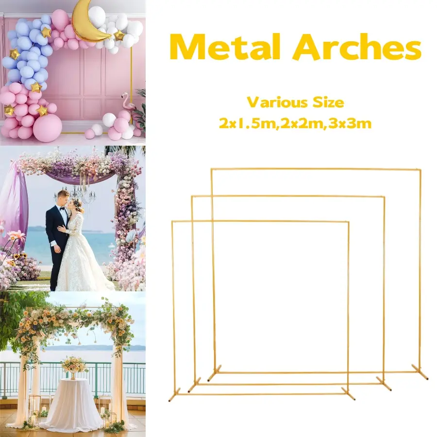 holiday decor deals scene arrangement Golden Rectangular Metal Arch Stand for Wedding, Birthday Party & Balloon Backdrop | Heavy Duty Iron Frame for Event Decor Level Up Your Event Aesthetic Built to Last Decorating Design  Heavy Duty Iron Frame  banners