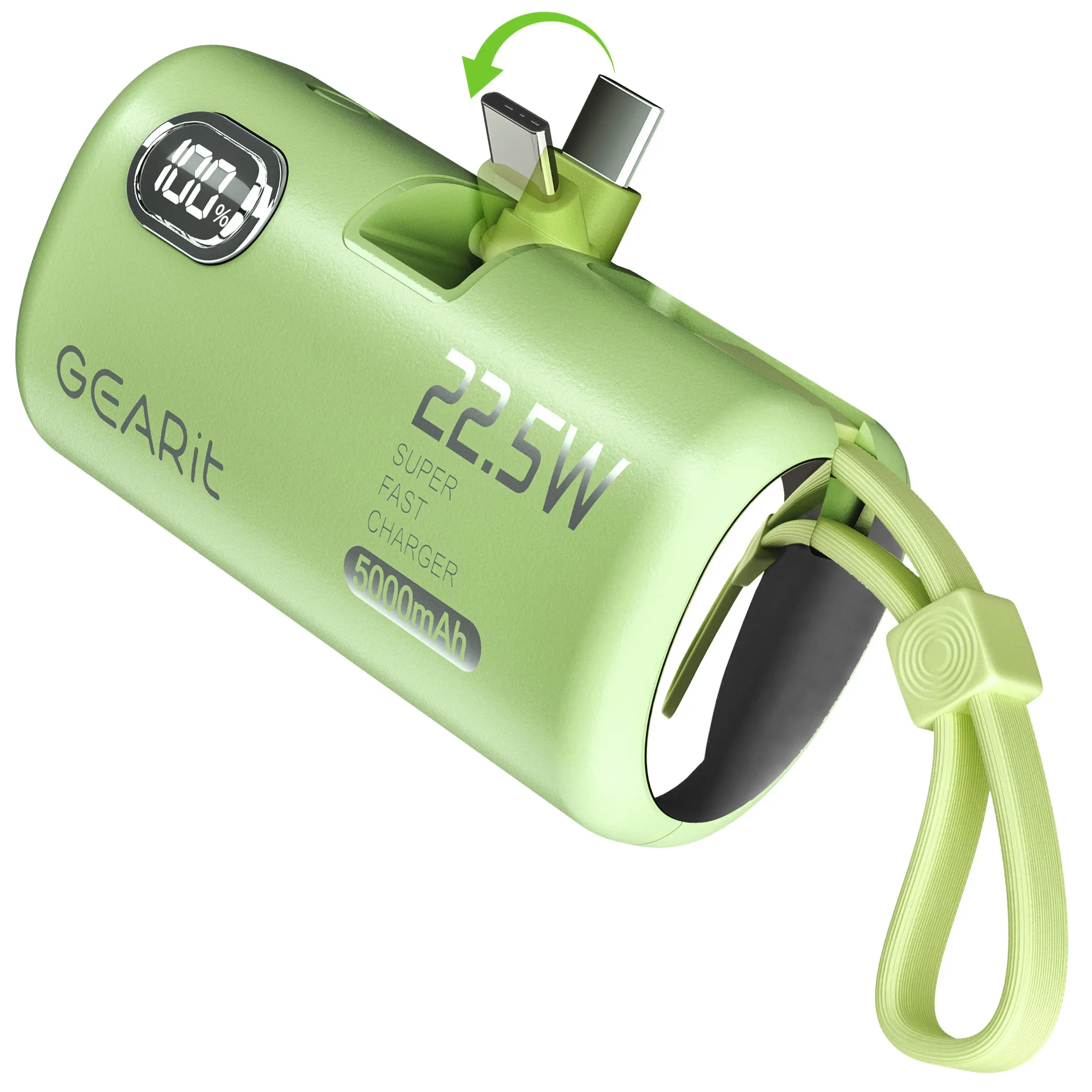 GEARit Lifestyle Series 5000mAh Compact Power Bank - 3 Ports, Built-in USB-C & Lightning Connectors, Mini Fast Charge Charger for Smartphones, EDC Gear, Everyday Carry Devices